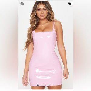 pretty little thing pink PU bodycon dress - adjustable straps. tags on. US 2.